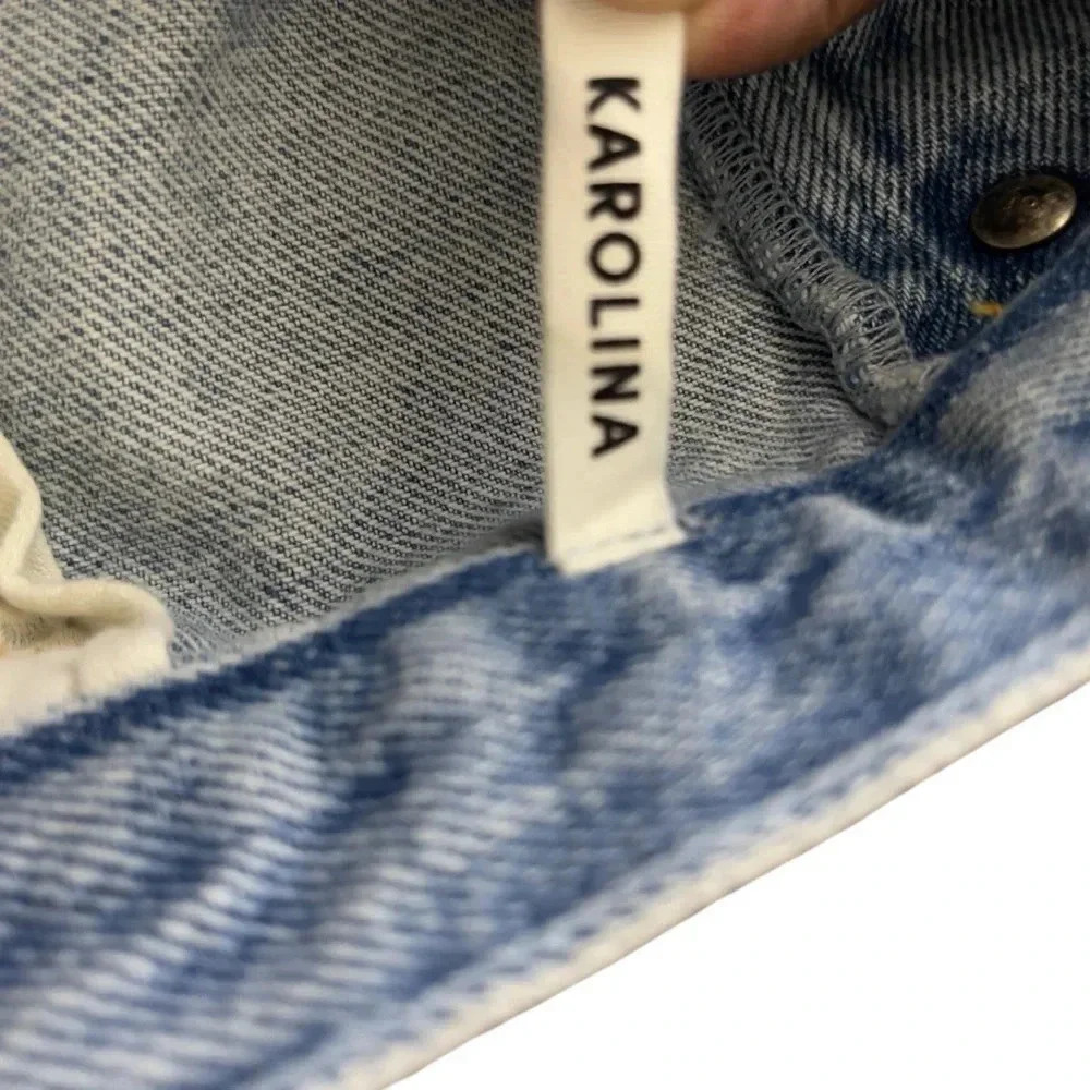 GRLFRND Karolina  Embellished High Rise Button-Fly Skinny Denim Jeans Size 31 - Picture 15 of 16